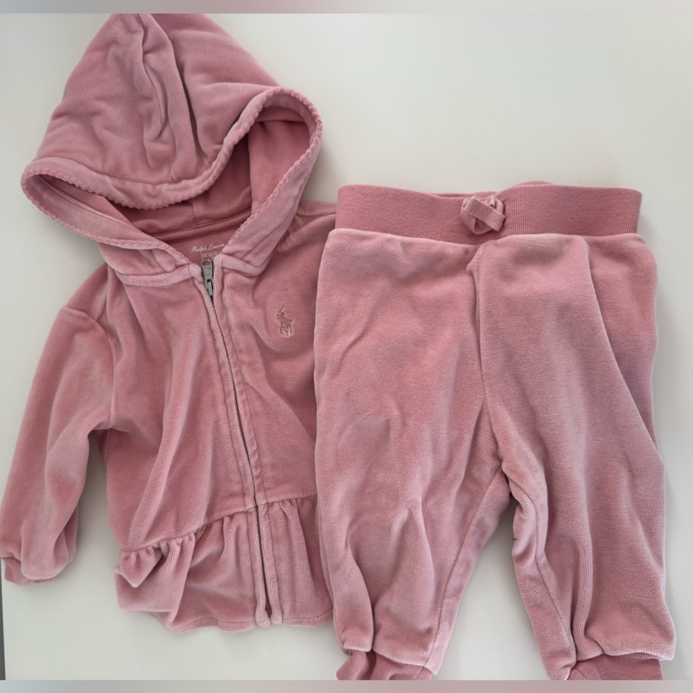 Polo by Ralph Lauren Pink Velour Hoodie & Joggers Set